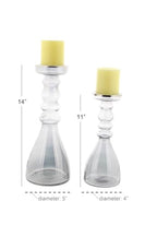 The Novogratz Glass Handmade Bubble Pillar Candle Holder, Set of 2 11", 14"H, Gray - color: Gray, size: 2 PIECES SMALL SIZE