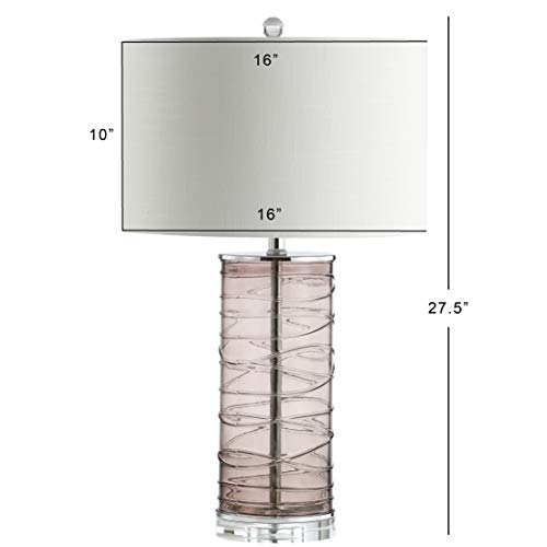 JONATHAN Y 27.5" Smoky Gray Modern Fused Glass Table Lamp Set of 2 for Bedroom Living Room, Coastal Nightstand Bedside Lamp with White Linen Shade, LED Bulbs Included (JYL4016C-SET2) - color: Smoky Gray