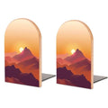 Sunset Wooden Bookends Shelves 2 PCS Mountain Sturdy Book Holders Desktop Organizer for Home Office Libraries - color: Color-2