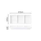 esowemsn 1PC Mini White Ceramic Rectangular 3 Compartment Appetizer Serving Tray Divided Spices Vinegar Nuts Snack Sauce Dishes for Home Kitchen Restaurant (Pack of 2) - size: Small (Pack of 2)