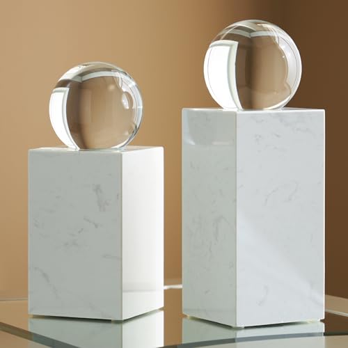Signature Design by Ashley Sellner Modern 12 in. Crystal and Marble Sculpture, White & Clear - size: 5" W x 5" D x 12.25" H