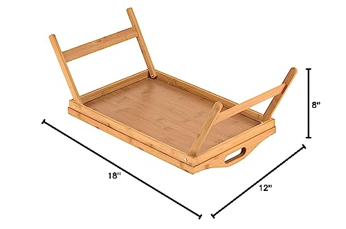 Home-It Bed Table Tray with Folding Legs - Bamboo Breakfast Tray with Handles for Bed, Sofa, Eating and Laptops, Snacking and Working