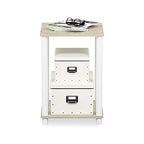 FURINNO Turn-N-Tube Haydn End Table, 1-Pack, Cream Faux Marble/White - color: Cream Faux Marble/White, size: 1-Pack, 2-Tier, style: Haydn