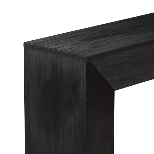 Plank+Beam Grande 56” Console Table with Bottom Shelf, Solid Pine Wood Entryway & Sofa Table, Black Wirebrush Finish - color: Black Wirebrush, size: 56 Inch with Shelf