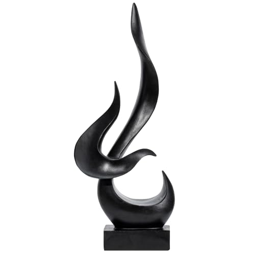 Black Fire Flame Sculpture, Modern Abstract Resin Statue, Art Statue Home Decor for Living Room TV Stand Coffee Table Shelf Accents Decor. - color: Black, size: Large