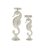Deco 79 Aluminum Metal Decorative Candle Holder Candle Stand, Set of 2 Candlestick Holder 18", 14"H, Silver
