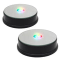 LED Black Display Base- Crystal Glass Art Statue Merchandise Display Stand- Multicolor Changing Light Display Stand Powered by 3 AAA Batteries （Pack of 2） - color: A-multicolor Light Balck Base