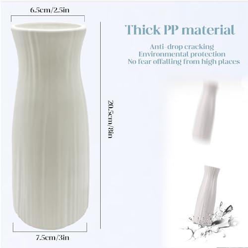 Unbreakable Vase for Flowers,White Plastic Vase Minimalist Style Suitable for Modern Home Decoration Living Room Dining Table Centerpiece Perfect Wedding Birthday Gift Giving