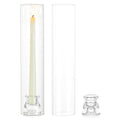 Glass Hurricane Candle Holder: 12" Tall Candlestick Holder with Cylinder Windproof Cover Clear Taper Candle Holders for Wedding Party Birthday Christmas Home Decor Set of 2 - size: 12" H - 2 Pcs