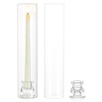 Glass Hurricane Candle Holder: 12" Tall Candlestick Holder with Cylinder Windproof Cover Clear Taper Candle Holders for Wedding Party Birthday Christmas Home Decor Set of 2 - size: 12" H - 2 Pcs