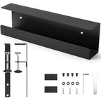 ZhiYo 16.5in Steel Cable Management Under Desk Tray, Large Clamp-On Under Table Cord Hider Tray, No Drill Cable Organizer for Desk, Wire Management Raceway, Black Rack, W3in x H4.7in - size: 16.5in L - Clamp-On