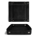 Hide & Drink, Leather Catchall Change Keys Coins Jewels Box Tray Big Storage, Handmade - Charcoal Black - color: Charcoal Black