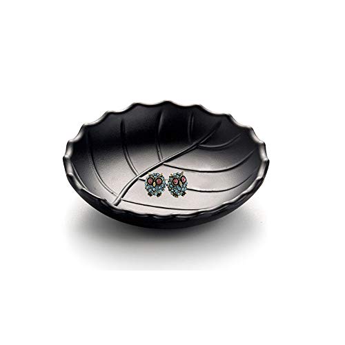 Binoster Jewelry Tray, Black Leaf Style, Jewelry Storage, Key Dish, Dresser Decor, 21.5cm(8.4in) x11.5cm(4.5in)x 4cm(1.6in) - color: Leaf