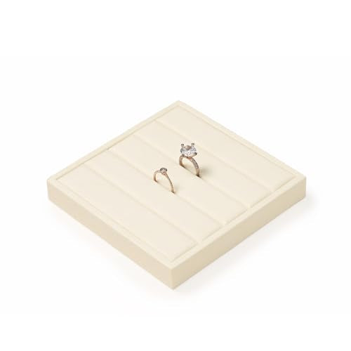 Oirlv Microfiber Velvet Ring Display Stand Small Ring Tray Showcase Jewelry Display Home Organizer(Beige) - color: Rings P13413