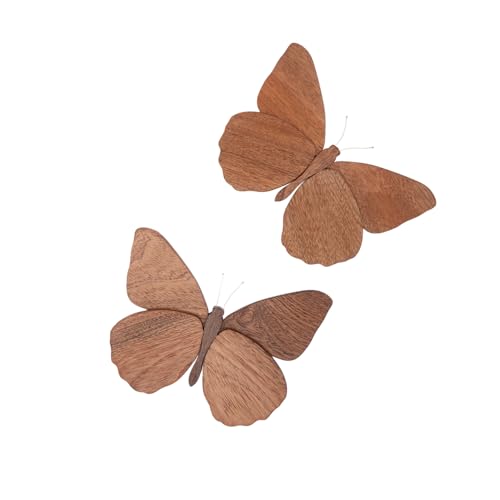 2 Pack Handmade Wooden Butterfly Wall Art Hanging Decor Butterflies Wall Art Hanging Sculpture for Bedroom Bathroom Living Room Butterfly Home Decoration for Kids Baby Nursery Room Decor (Brown) - color: Brown