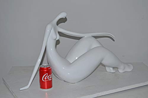 NIFAO Modern Art White Woman Beach Resin Statue – Abstract Coastal Sculpture, Contemporary Home Décor, 28" L x 8" W x 16" H