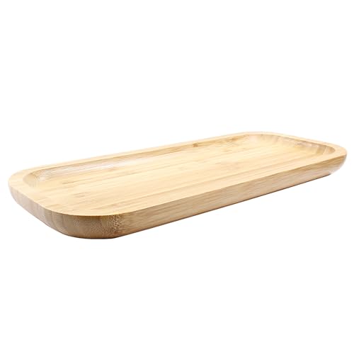Jiozermi 11.81" Bamboo Serving Tray Tea Serving Tray Bamboo Vanity Tray Counter Tray Bathroom Tray Kitchen Sink Tray Bamboo Tray for Perfume Tea Food Candles - size: 11.81"*5.11"（L*W）