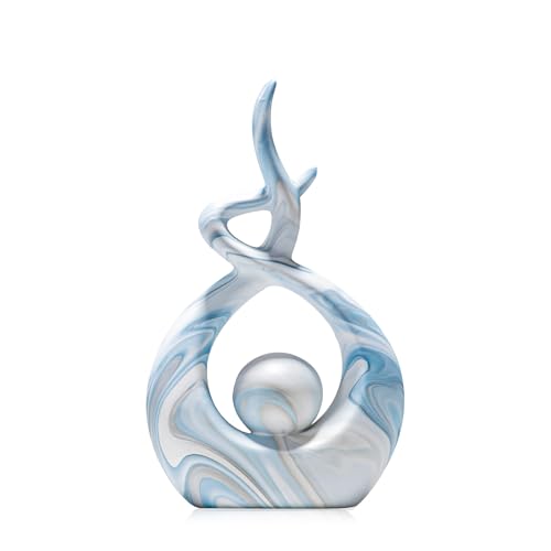 Blue Sculpture Home Decor, Modern Living Room Decorations, Ceramic Statues Coffee Table Decor, Centerpiece for Dining Room, Abstract Art Home Décor Accents - color: Blue Marble Large Tall