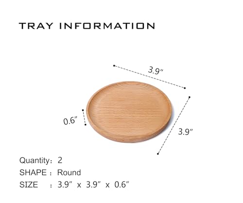Small Mini Wooden Round Tray 2-Pack, 3.9" for Drinks & Small Food, Rustic Farmhouse Kitchen Decor, Serving Tray for Charcuterie, Coffee Table, Countertop, Dining & Home Organization - color: 3.9"-round-2 Tray