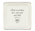 WODMIS Christian Preppy Bow Ceramic Jewelry Tray Dish, Coquette Bible Verse Jewelry Plate Ring Trinket Dish, Trendy Aesthetic Ribbon Gifts for Women Bestie Best Friends - color: Black
