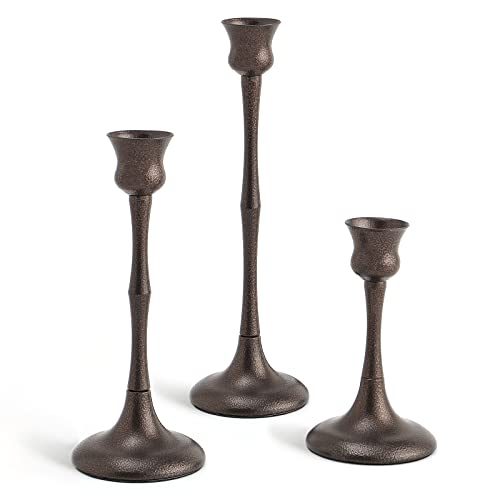 Candle Stick Candle Holder Set of 3 Metal Candlestick Holders Candle Stand Taper Candle Holders for Table Centerpiece Fireplace Mantle Decor, Ideal Gift for Wedding Thanksgiving Christmas Housewarming