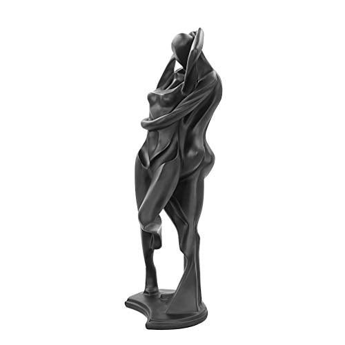 DreamsEden Romantic Couple Art Dancing Sculpture, Anniversary Wedding Statue Abstract Ornament Figurine Home & Office Decor (Passionate Embrace & Kiss) - color: Black, Passionate