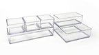 Isaac Jacobs 6-Tray Clear Acrylic Organizer Set, (Six Individual Trays), Multi-Purpose, Stackable Storage Solution for Makeup, Crafts, Desk, School, Office Supplies & More, for Bathroom, Kitchen