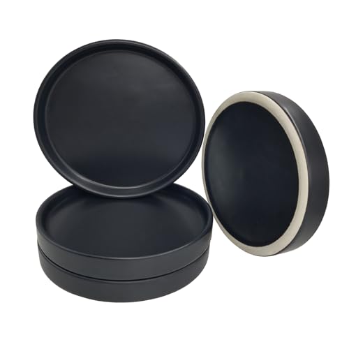 Yukfona Plant Saucer Pot Tray Planter Saucers 4 in, 5 6 7 8 9 10 11 12 Inch Black 4 Pack for Indoors Outdoor, Durable Sturdy Ceramic Flower Drainage Tray for Glazed Pots Base ((4.5"/4.1"-Black) - color: Black, size: (4.5"/4.1")-4pack
