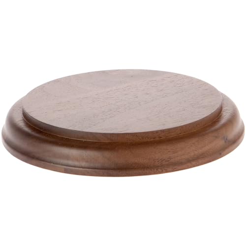 Plymor Solid Walnut Round Wood Display Base with Ogee Edge, 5.375" W x 5.375" D x 0.75" H - size: 5.375" x 5.375" x 0.75"