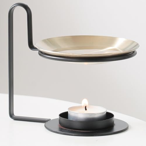 Qianly Essential Oil Melt Burner Tea Light Candle Holder Portable Hotel Detachable Essential Oil Home Decoration - color: Black