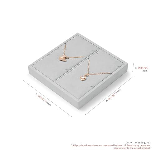 Microfiber Jewelry Pendant Display Tray Jewelry Necklace Organizer Display Tray(Gray) - size: 5.5" x 5.51" x 0.78"