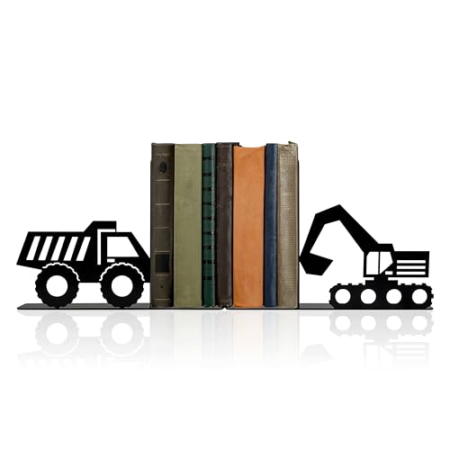 Construction Truck Decorative Bookends for Boys Room - Durable and Cute Design, Perfect for Nursery and Kids' Book Ends - color: Black