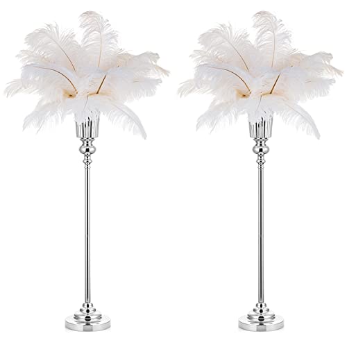 NUPTIO Centerpiece Vase Tall Wedding: 2 Pcs 30.5" Silver Flower Stand for Table Metal Trumpet Vase for Party Decorations - color: Silver, size: 2 x l