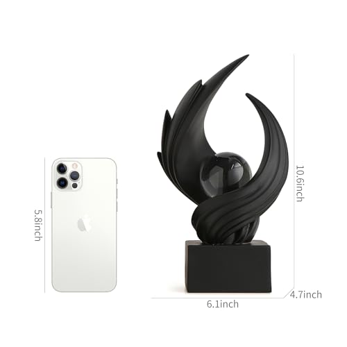 FJS Home Decor Modern Art Statue Decor, Coffee Table Bookshelf Shelf Decor Accents, Abstract Swirl-Shaped Sculpture Decorations for Dining Room Living Room Office (Black) - color: A-black