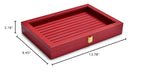 Oirlv Luxury Leather Rings Earrings Organizer Tray with Clear Lid Jewelry Display Box with Acrylic Lid Stackable Jewelry Box Drawer Inserts - color: Red, size: 10 Slot