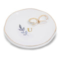 Personalized Ceramic Ring Dish, Initial Jewelry Tray for Rings, Earrings, Necklaces & Bracelets, Gift for Engagements, Birthdays, Holidays, Mom, Sister, Bridesmaid, Bride-to-Be, 4" Ring Plate - color: U