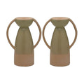 Elements Ceramic Pillar Candle Holder, for Use with Real Wax or Flameless Candles, 7.44x4.41x10 Inch, Green (Pack of 2) - size: 7.44" L x 4.41" W x 10" H (Pack of 2)