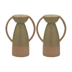 Elements Ceramic Pillar Candle Holder, for Use with Real Wax or Flameless Candles, 7.44x4.41x10 Inch, Green (Pack of 2) - size: 7.44" L x 4.41" W x 10" H (Pack of 2)