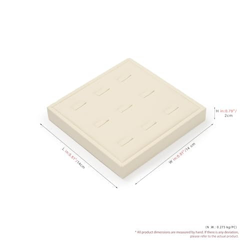 Oirlv Microfiber 9 Slots Jewelry Ring Display Tray Ring Display Organizer Tray(Beige) - color: 9 Rings P13405