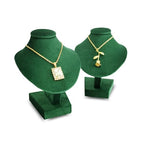 Mini Pendant Jewelry Display Stand Bust White PU Holder Black Velvet Mannequin Necklace Stand Wooden Portrait Model 12cm (Green) - color: Green