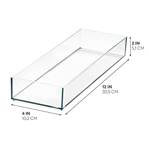 iDesign Plastic Makeup Drawer Organizer Tray - Vanity Organizer or Desk Drawer Organizer - Clear/Matte White - color: Clear/White, style: Pack of 1