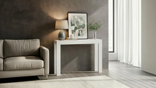 Plank+Beam Modern Solid Wood Console Table, 46 Inch, Sofa Table, Narrow Entryway Table for Hallway, Behind The Couch, Living Room, Foyer, Easy Assembly, White - color: White, size: 46 Inch