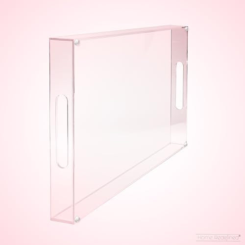 Modern Elegant 16"x12" Rectangle Acrylic Lucite Plastic Decorative Tray Clear Serving Tray with Clear Handles Food Fruit Display Makeup Perfume Storage for All Occasion's By Home Redefined - color: Clear
