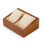 Oirlv Solid Wood Double Watch Display Stand Showcase Jewelry Stand Watch Holder with Pillow(Square Double, Creamy-white) - color: Creamy-white, size: Square Double