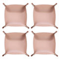 HARFINGTON 4pcs PU Leather Valet Tray Unisex Folding Small Catchall Tray Portable Entryway Table Tray Nightstand Bedside Desk Tray for Key Wallet Watch Coin Jewelry Dice, Pink - color: Pink