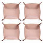 HARFINGTON 4pcs PU Leather Valet Tray Unisex Folding Small Catchall Tray Portable Entryway Table Tray Nightstand Bedside Desk Tray for Key Wallet Watch Coin Jewelry Dice, Pink - color: Pink