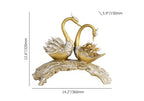 14.2" Gold Couple Swan Decor Figurine Modern Simulation Animal Sculpture Art Ornament Home Table Statue