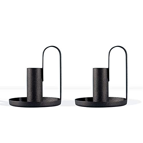 Taper Candle Holders, Candlestick Set of 2, Anti Rust Retro Iron Vintage Candelabra Stand Candlelight Dinner Party Kitchen Home Decoration - color: Black
