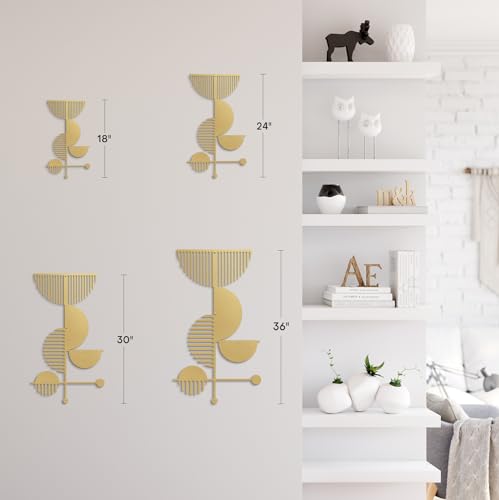SIGNLEADER Metal Wall Decor Boho Geometric Lines Minimalist Modern Luxury Wall Sculpture Hangings 3D Statue Home Decoration for Living Room, Bedroom, Bathroom, Kitchen, Fireplace, Office - 24" Gold - color: Gry42-2405-m42, size: 24" Gold