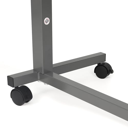 Vaunn Medical Pneumatic Adjustable Overbed Bedside Table with Wheels (Hospital and Home Use) - color: Black